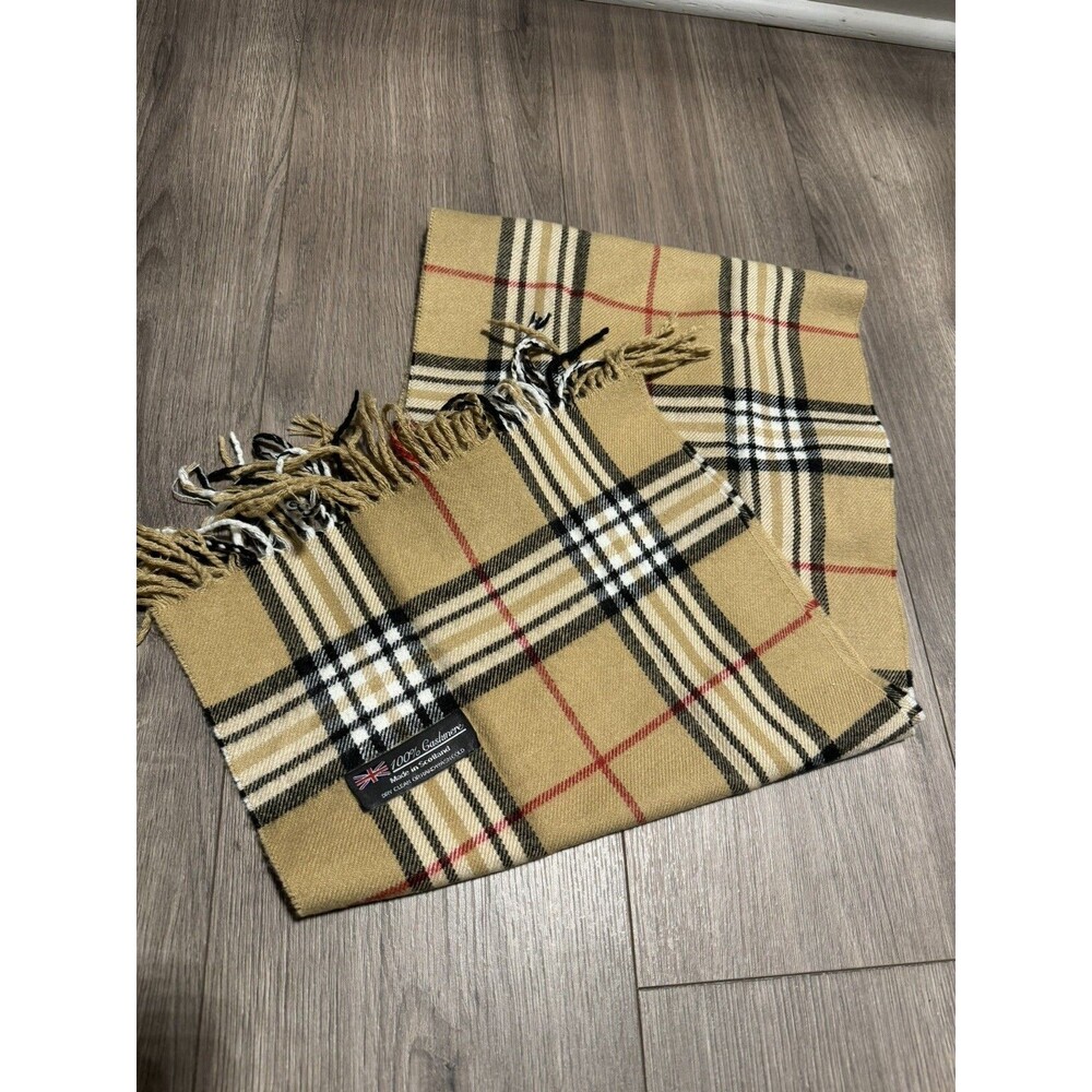 100% CASHMERE Fringed Tartan Plaid SCARF MADE IN SCOTLAND UNISEX
